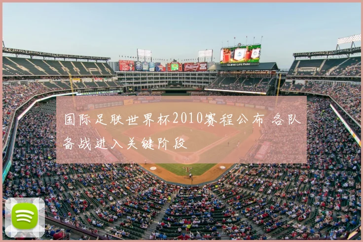 国际足联世界杯2010赛程公布 各队备战进入关键阶段